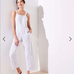 LOFT black and white striped jumpsuit